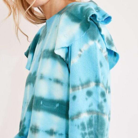 New ~ SOMETHING NAVY ~ REVOLVE Meghan Ruffle Sweatshirt sz XL 100% Cotton - Picture 8 of 9